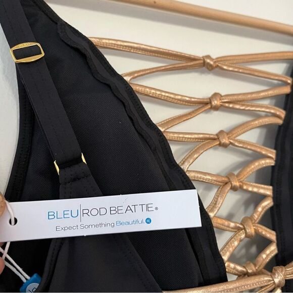 Women's Bleu Core-Lace-Down Mio One-Piece Swimsuit Black/Gold Size 6 - Picture 11 of 14